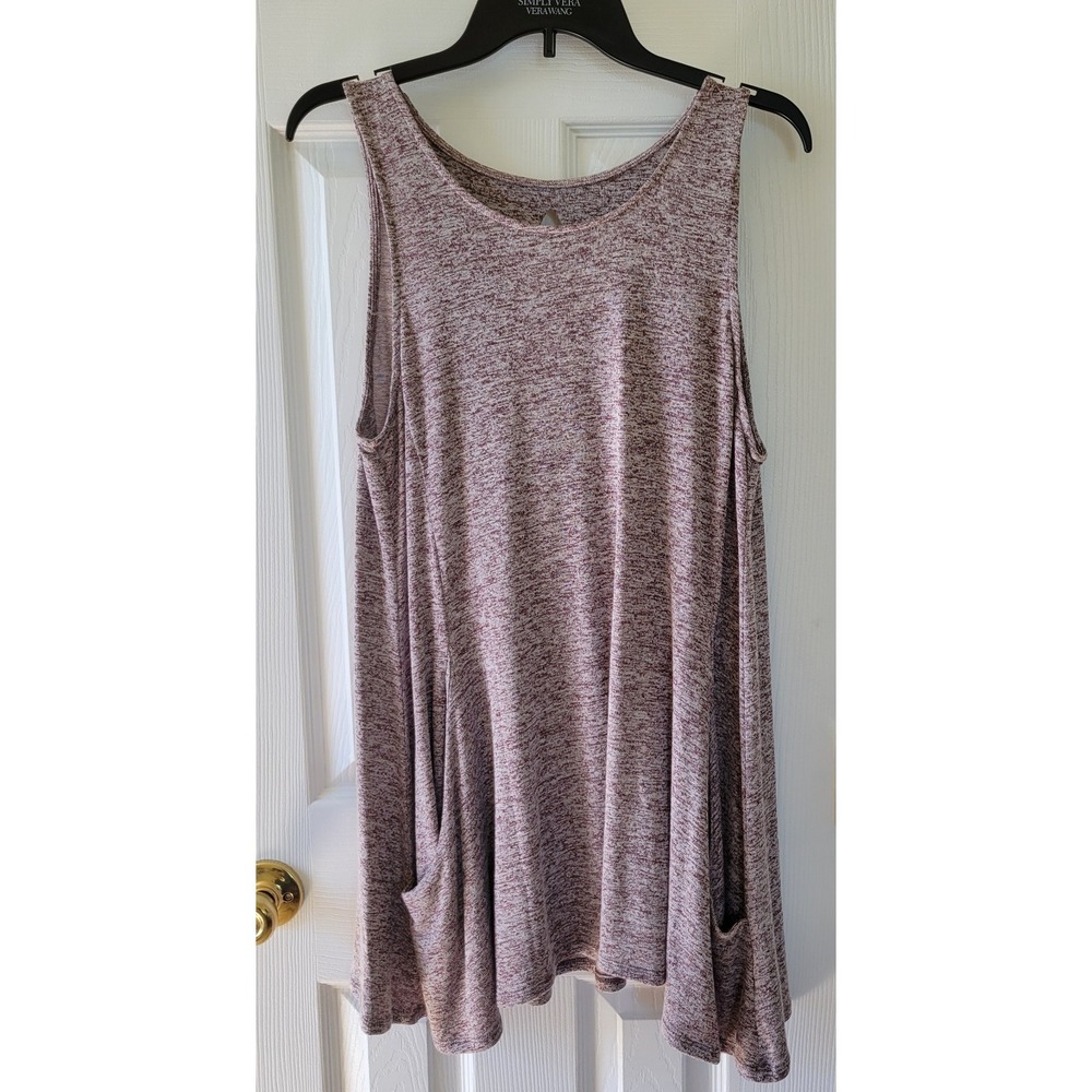 Maurices Top L Mauve Heather Tank Tunic Mini Dress Pockets Keyhole Back Stretch